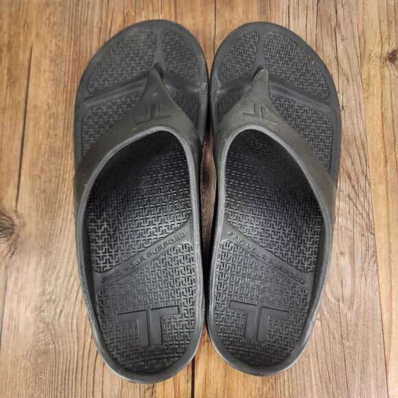 Telic Energy Flip Flops Mens Sz 10 L Black Slip On Comfort Gym Recovery Sandals - Picture 6 of 10